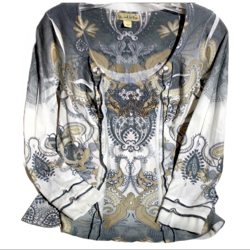 Super Soft Long Sleeve Waffle Shirt Scoop Neck
